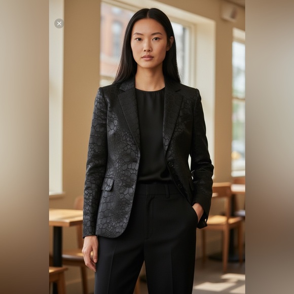 Armani Collezioni Jackets & Blazers - Armani Collezioni Antinea SRL Black Jacquard Blazer Made In Italy